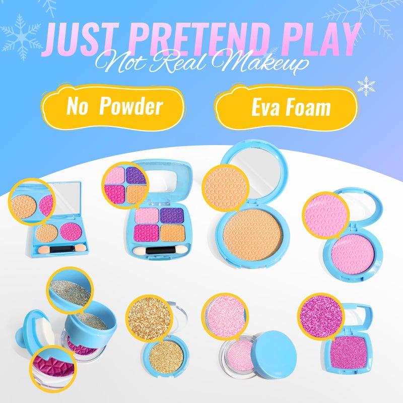 INNOCHEER Pretend Makeup for Toddlers  Fake Play Makeup for Little Girls  Frozen Toy Makeup Set for Girls  Birthday Christmas Princess Gifts Toddler Girl Toys Age 3 4 5 6 7 8 (Not Real Makeup) - Image 4
